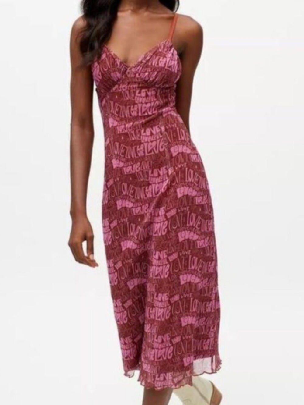 URBAN OUTFITTERS burgundy love midi dress sz XS